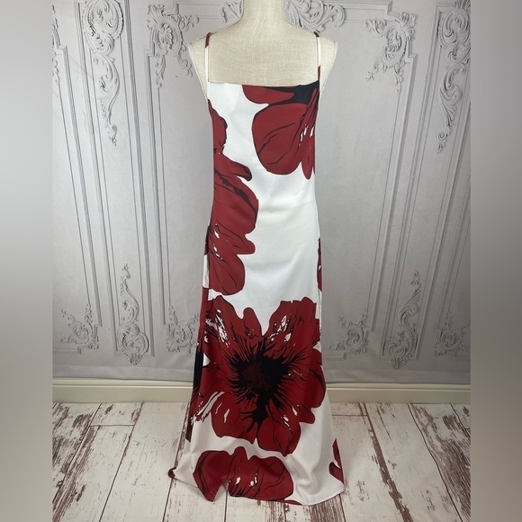 Roxanne Classy Floral Print Chiffon Plunging Backless Backline Casual Maxi Dress - Picture 2 of 8